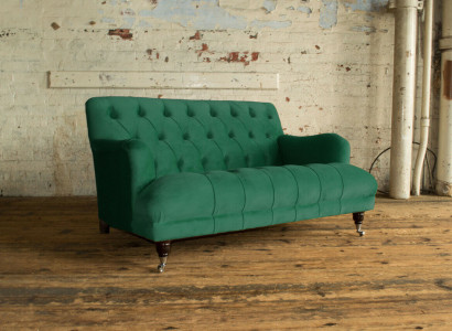Chesterfield 2 Seater Upholstery Couch Leather Sofa Couches Modern Style Green Textile